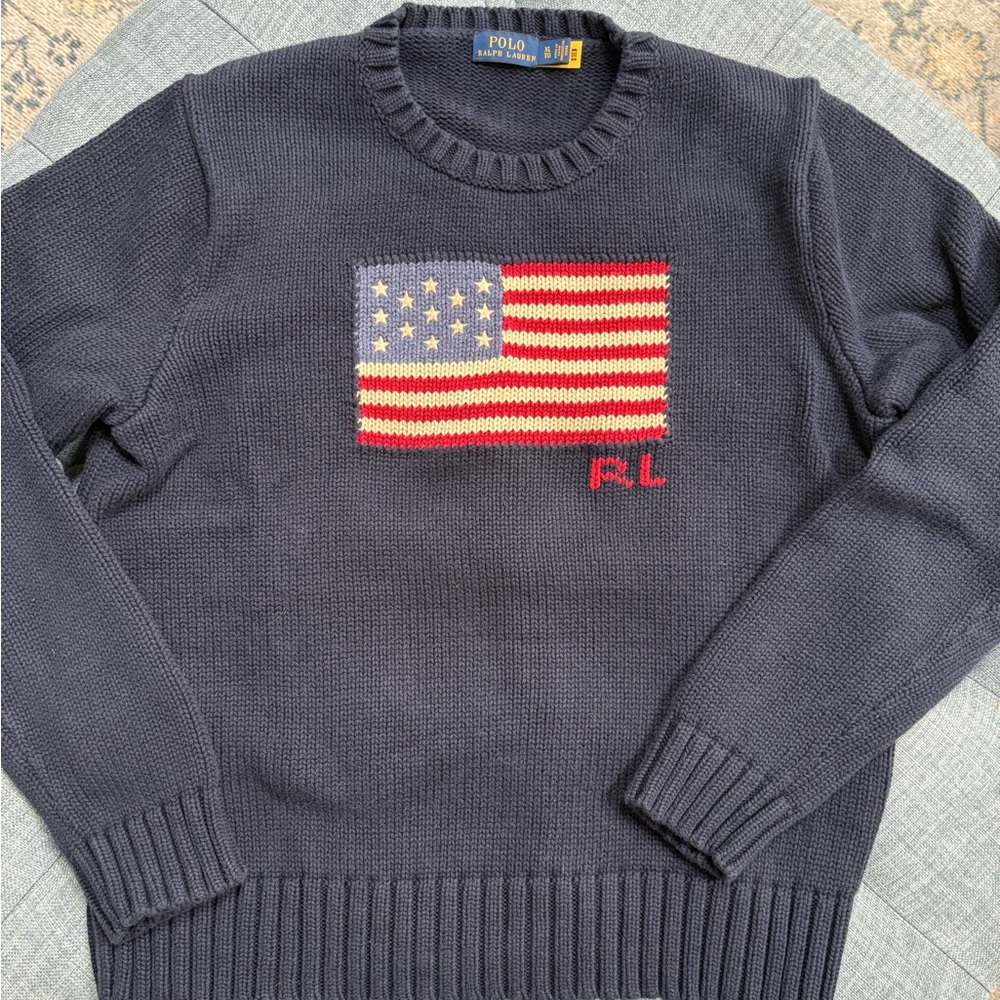 Polo by Ralph Lauren navy sweater with Flag Design